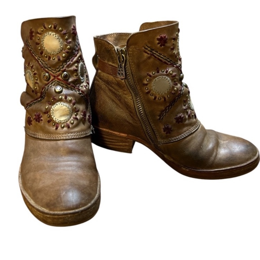 A.S.98 Cool & Rugged Brown Embellished Ankle Boots. Size 6 ( EU 36 )